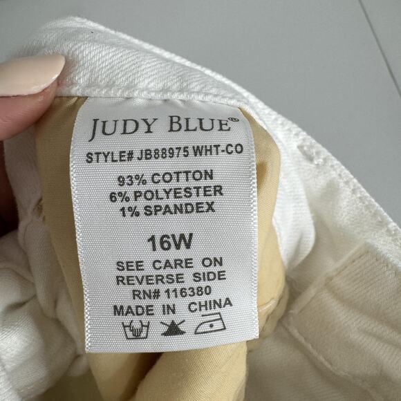 Judy Blue Slim Boot Jeans Womens 16W White High Rise Denim Retro Hippie Boho - Picture 13 of 14